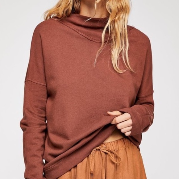 MATE the Label Sydney mock neck red Brown Sweatshirt pullover - Picture 8 of 8
